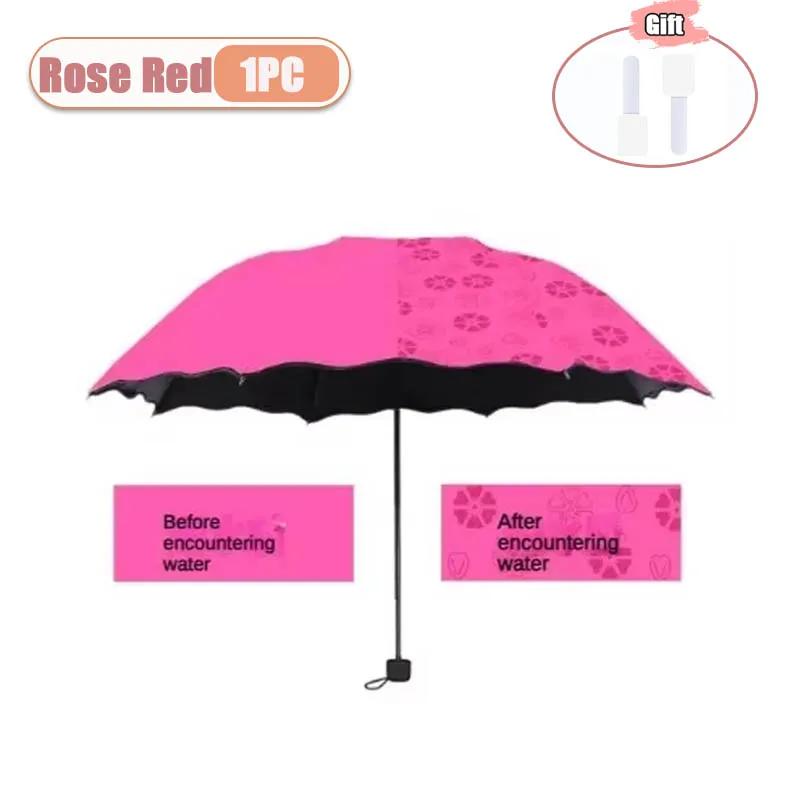 1-2PCS Portable Creative Water Flowering Umbrella Manual Black Coating UV Protection Sun Rain Dual Use Folding Parasol