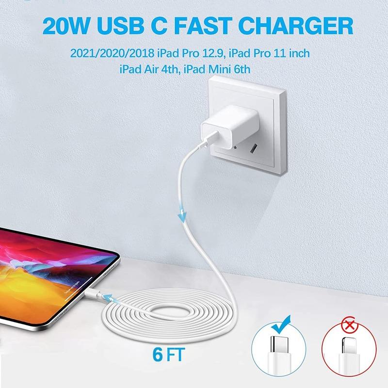 Para Carregador iPhone16 Carregamento Rápido, Para Carregador iPhone15, Para Carregador iPad Carregamento Rápido Carregador de Parede com Cabo USB C para C de 6 PÉS