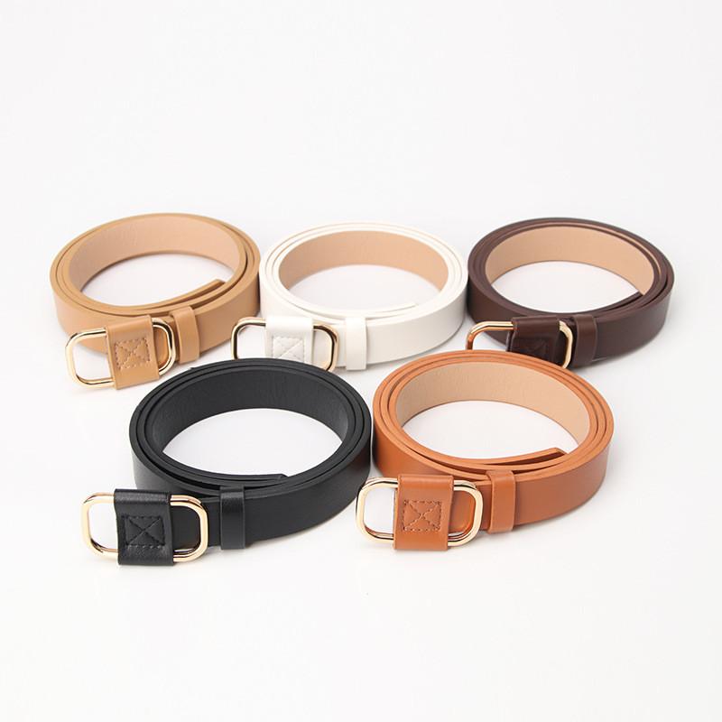 Womens Minimalist Faux Leather Belt For Jeans And Pants With Alloy Buckle