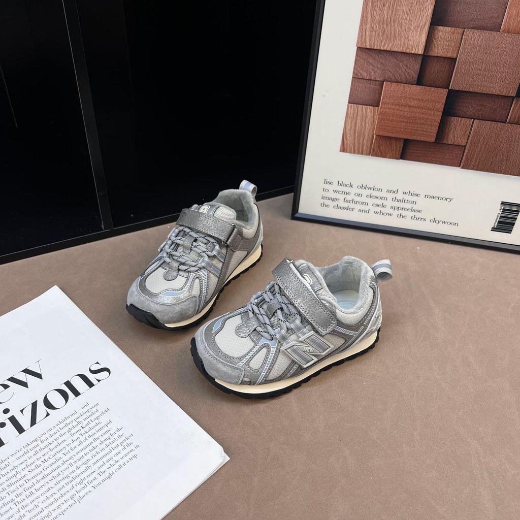Chaussures de sport en cuir unisexes Hiver 2025 - Doublure en velours, Mode et polyvalentes pour enfants