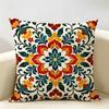 Vintage Mediterranean Floral Tile Cushion Cover Natural Linen Organic Fabric DoubleSided Printing Room Sofa Decor Pillow Case