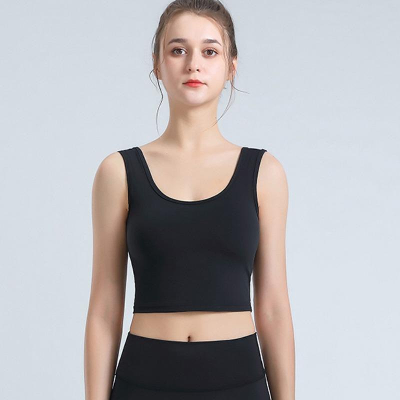 

Весенне-летняя новая одежда для йоги, топы, спортивное нижнее белье, женский противоударный жилет для бега, собранный жилет, красивый бюстгальтер на спине для фитнеса XL чёрный