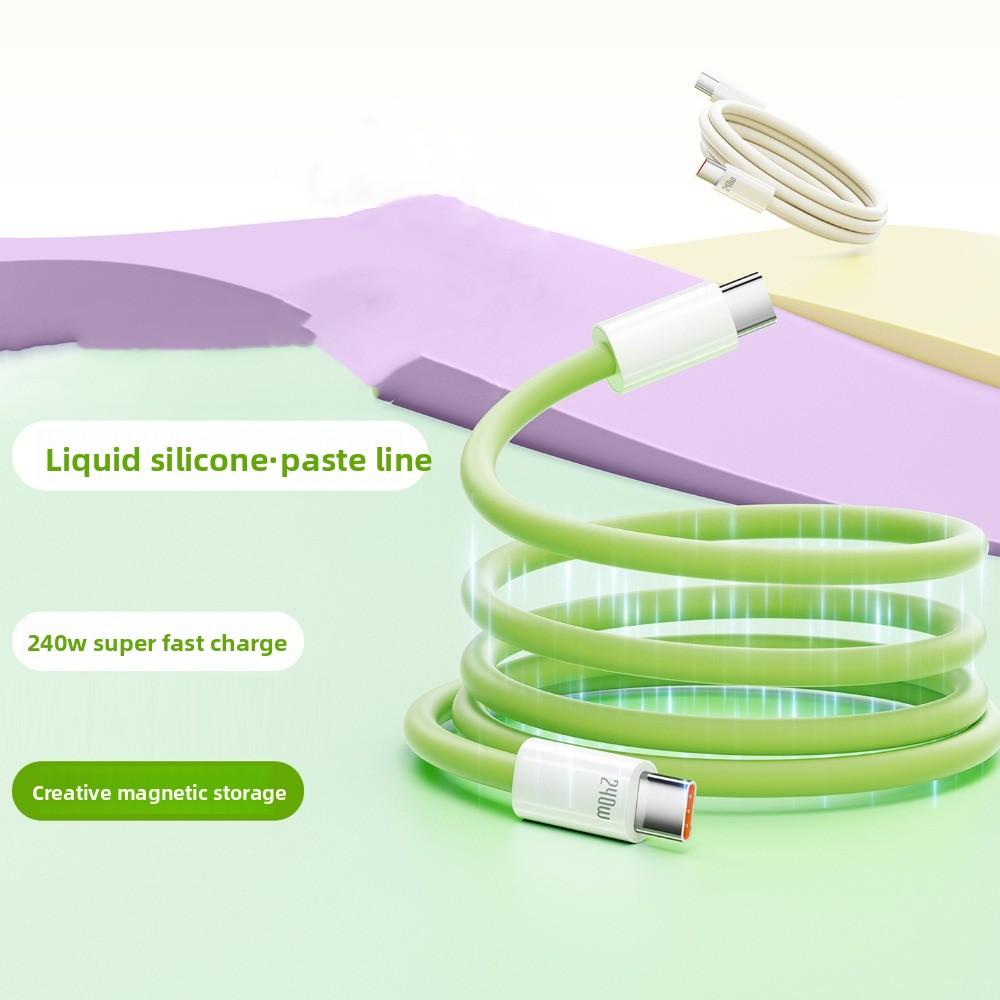 Magnetic Type C Silicone Data Cable Automatic Storage USB To Type C Charging Cable  Phone Charging