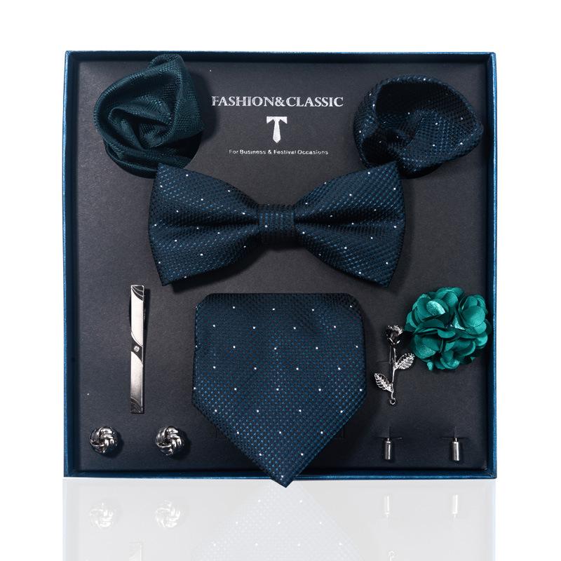 Luxury Groom Tie, Pocket Square & Boutonniere Gift Set for Weddings