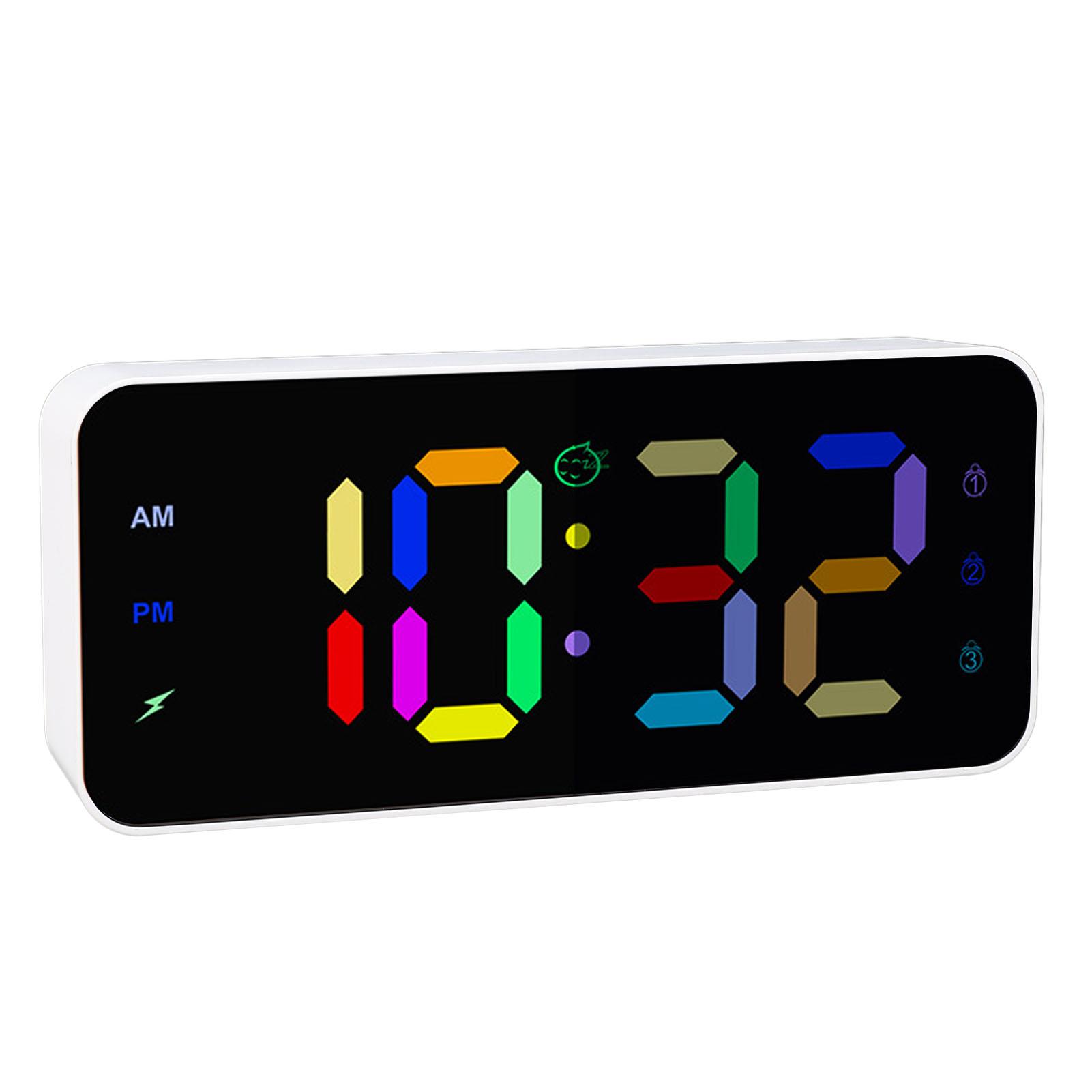 

Mirror Clock LED Display 4 Brightnesses Dual USB Port RGB Color Changing Digital Alarm Clock for Bedroom Study Gift