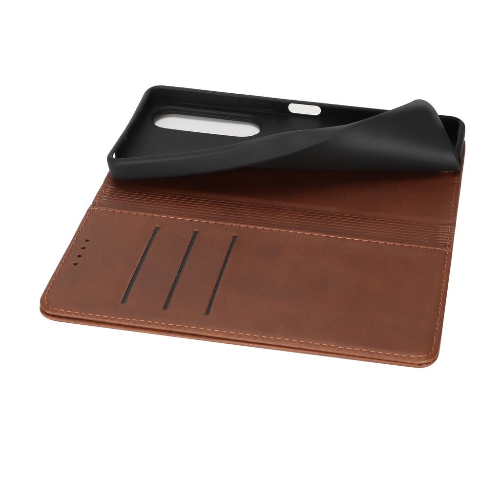 For Sony Xperia 1 VII Case PU Leather Calf Textured Magnetic Closing Smart Phone Cover