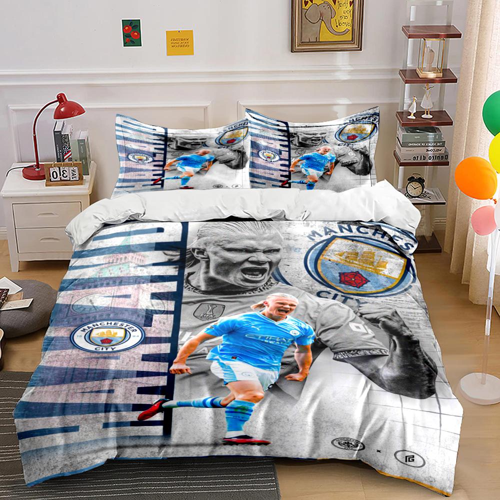 Manchester City Themed Bedding Bedding Duvet Cover Set Duvet Cover Pillowcases Home Decor (1 * Duvet Cover 2 * Pillowcases, Without Duvet Insert)