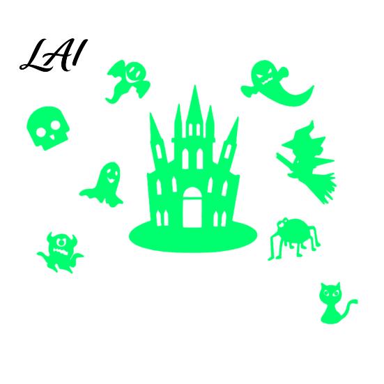 Night Glowing Party Supplies Halloween Glow In The Dark Wall Stickers Luminous Decals with Ghost Spooky Decorations for Home Castle Pumpkin