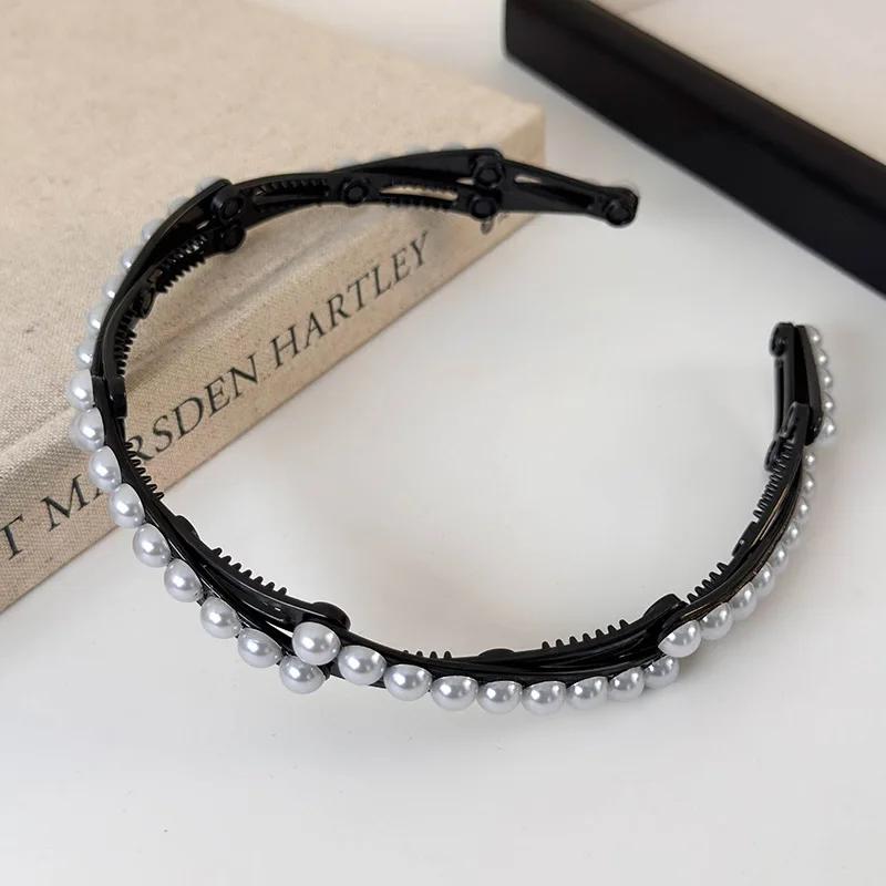 

Модная жемчужная портативная складная выдвижная резинка для волос для женщин, нескользящая повязка на голову, повязка для волос для умывания лица, аксессуары для волос для девочек