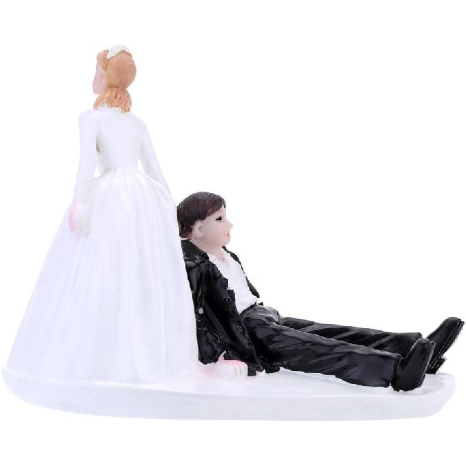 Anself Synthetic Resin Bride & Groom Wedding Cake Topper Romantic Wedding Party Decoration Adorable Figurine Craft Gift