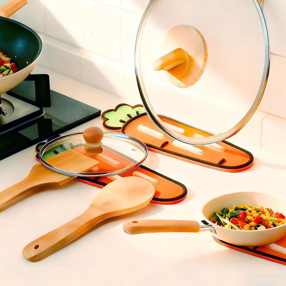 Vegetable Pot Lid Pad Anti-slip Pot Lid Vegetable Pot Lid Holder Non-slip Heat-resistant Kitchen Counter Organizer for Eggplant