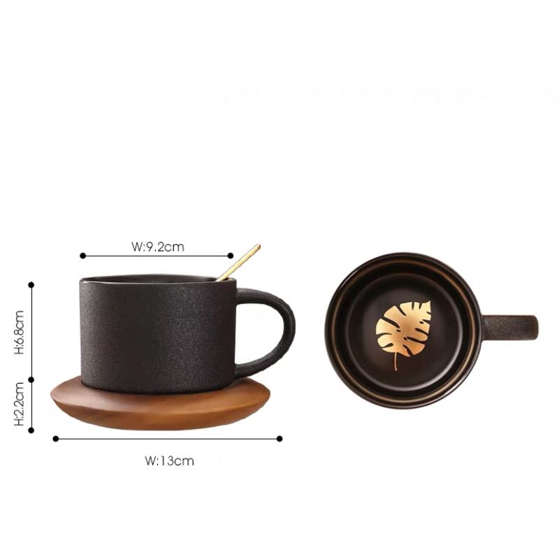 Černý šálek kávy v severském stylu, dvoudílný hrnek, jednoduchý keramický šálek na vodu šálek na kávu šálek na kávu snídaňový šálek na mléko