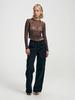 Women's Sexy Leopard Print Mesh Slim-Fit Bodysuit Top for Autumn/Winter