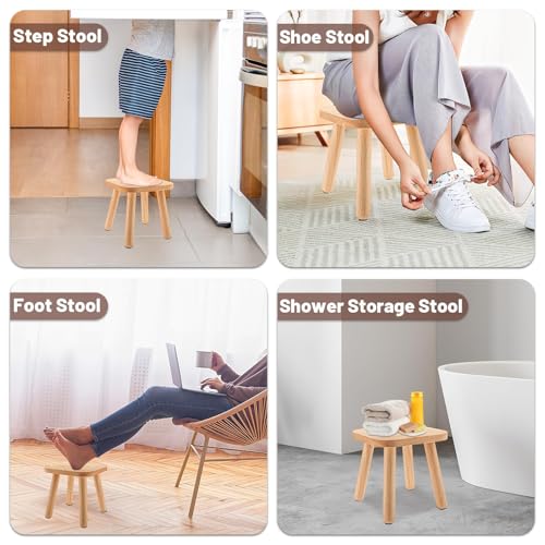 Pinyunxuan Small Wooden Chair, Children's Chair, Sensory Desk with Hand-Held Non-Slip Handle, Portable Square Bathroom Furniture Decoration, Size: 24c