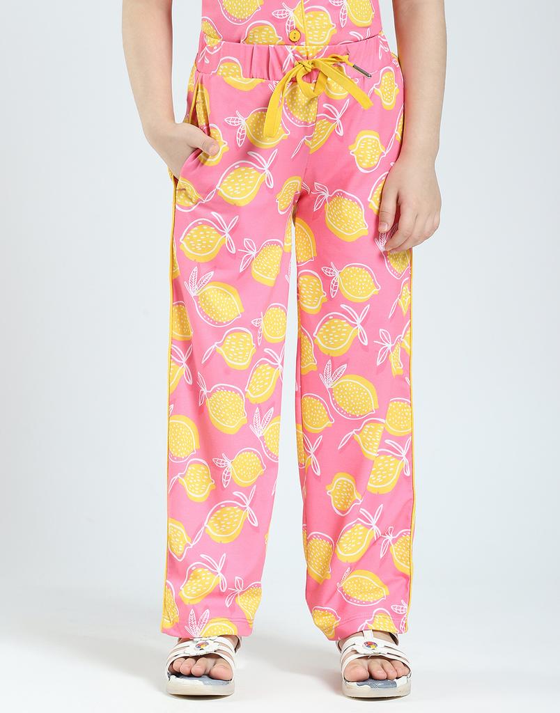 MONTE CARLO Girls Printed Collar Neck Lower Set