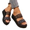 2025 summer new large size hollow thick-soled slippers women wear imitation hemp rope hand-woven casual slippers