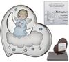 Silver Picture Souvenir of Baptism Communion Little Angel On a Blue Cloud DS37-CC 8 X 8 Cm