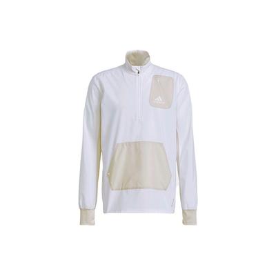 Casual Sports Running Stand Collar Color Block Jacket Men Outerwear White GP6487