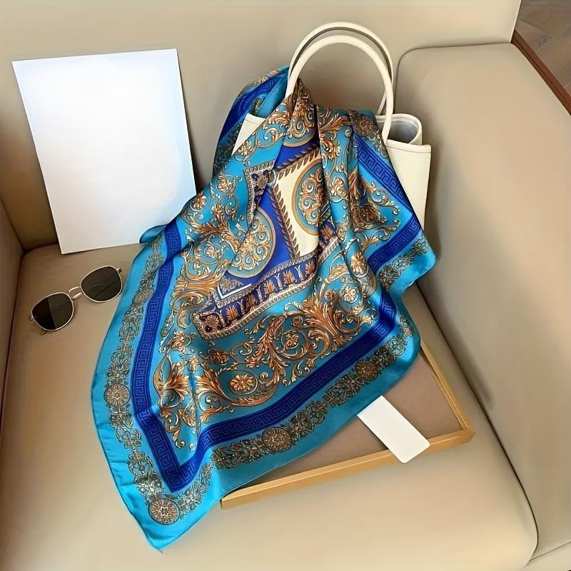 70 * 70cm Silk Scarf Square Scarf Professional Simulation Silk Scarf Retro Printed Silk Scarf for Women