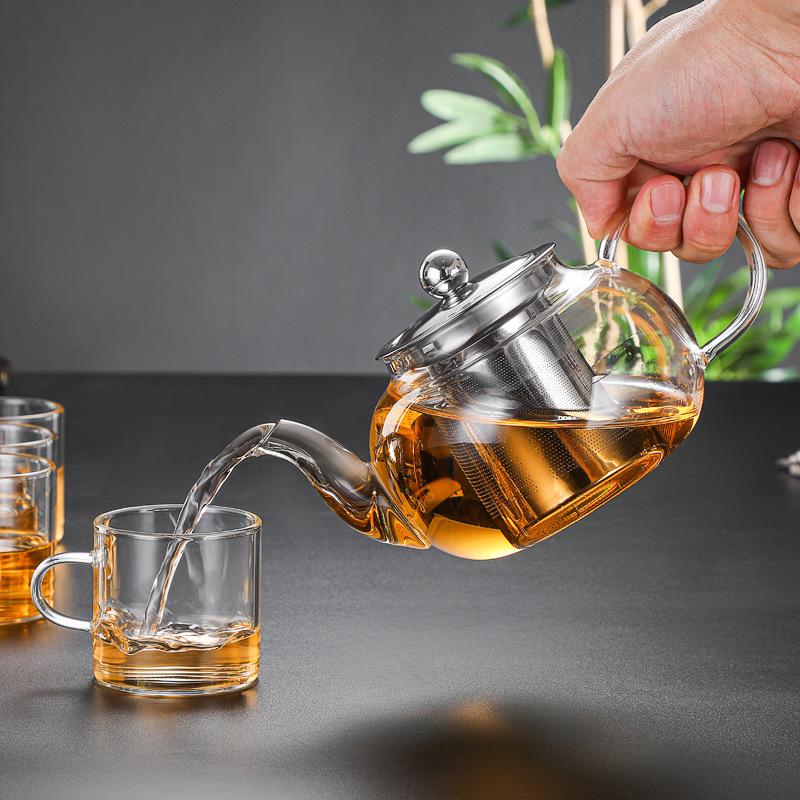 High-Temperature Resistant Glass Fiber Leak-Proof Tea Set: Thickened Borosilicate Glass Gongfu Teapot & Cups