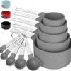 10-Piece Stainless Steel & Plastic Measuring Cup and Spoon Set for Baking and Cooking