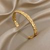 Vintage Sun Star Moon Smooth Cuff Bracelet for Women Chic Gold Plated Stainless Steel Wrist Bangle Bracelets Ethnic Jewelry