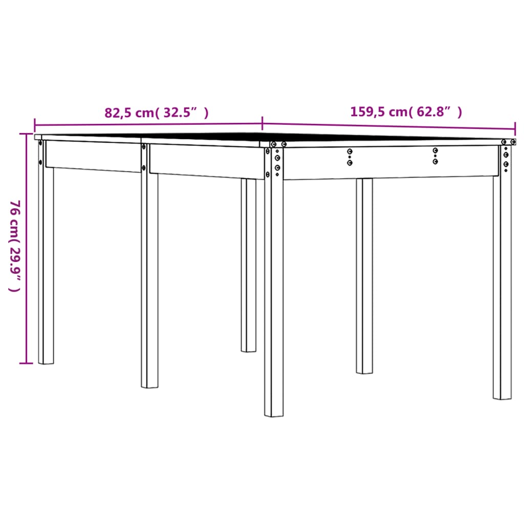 Garden Table Honey Brown 159.5 x 82.5 x 76 cm Solid Pine Wood