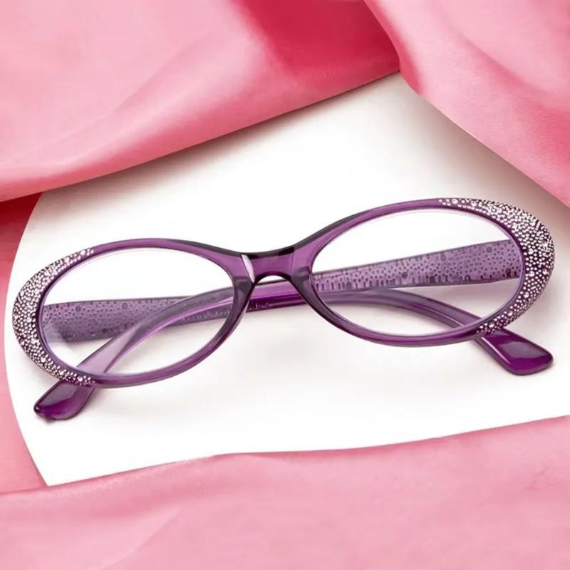 Fashion Diamond Studded High Definition Anti Blue Light Reading Glasses Women Ultra Light Comfortable Presbyopia Eyeglasses