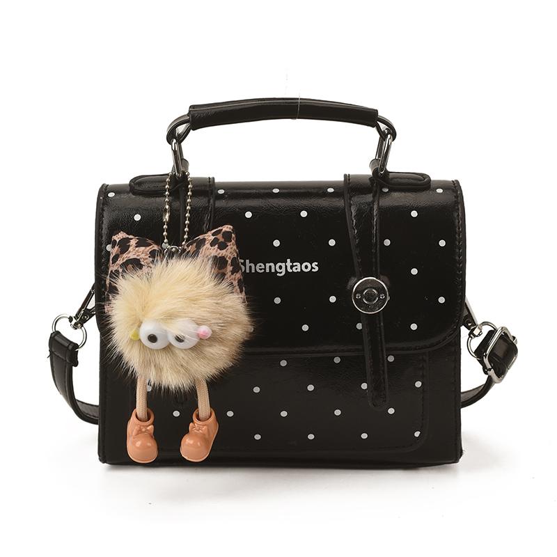

New Design Fashion Cute Polka Dot Handbag Satchel Kawaii Small Crossbody Bag for Women PU Leather Girls Shoulder Purse чёрный