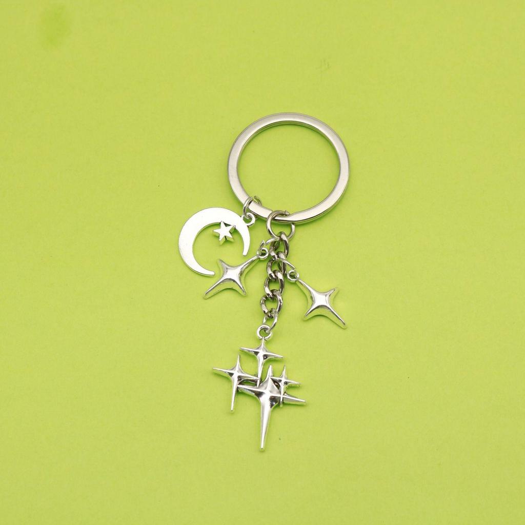 DIY Creative Metal Star Moon Pendant Keychain and Bag Decoration