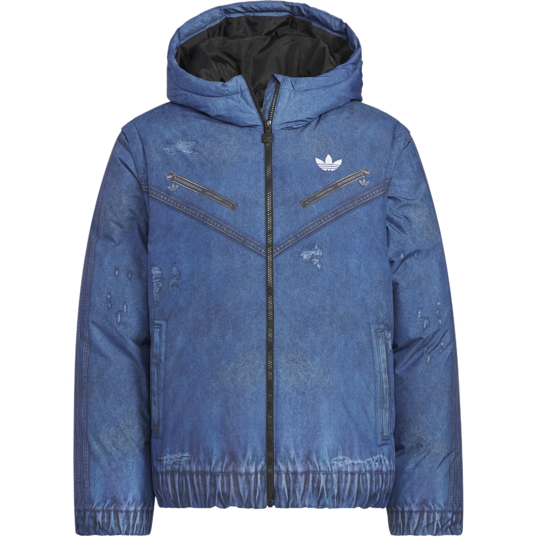 

Adidas Originals FW25 FK Джинсова пухова куртка Тепла Знімна Спортивна Вільна З капюшоном Пуховик з качиного пуху Чоловічі куртки KC2633 L