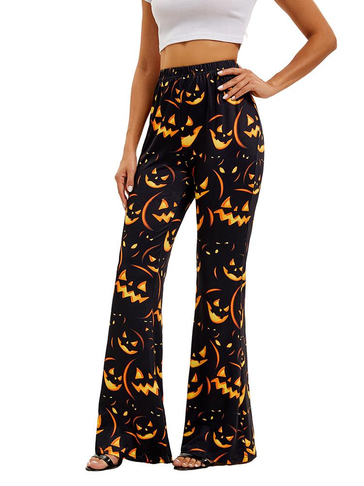 Women's Halloween Flared Pants Pumpkin Bat Digital Printing Fashion Women's Trousers