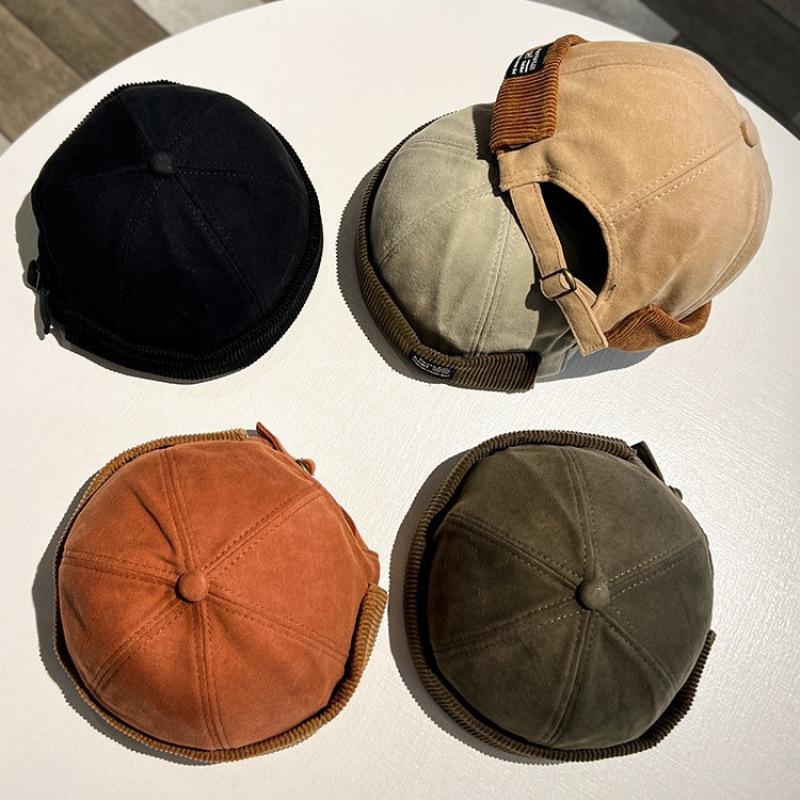 Unisex Corduroy Brimless Hat Breathable Hip Hop Landlord Hat for men Women Dome Melon Cap Streetwear Adjustable Hip Hop Hat