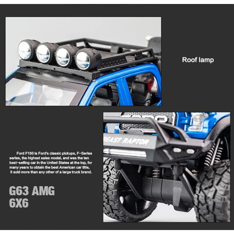 1/28 Ford Raptor F150 Alloy Car Model Diecast Toy Metal Modified Off-Road Vehicles Car Model Sound Light Collection Kids Gifts