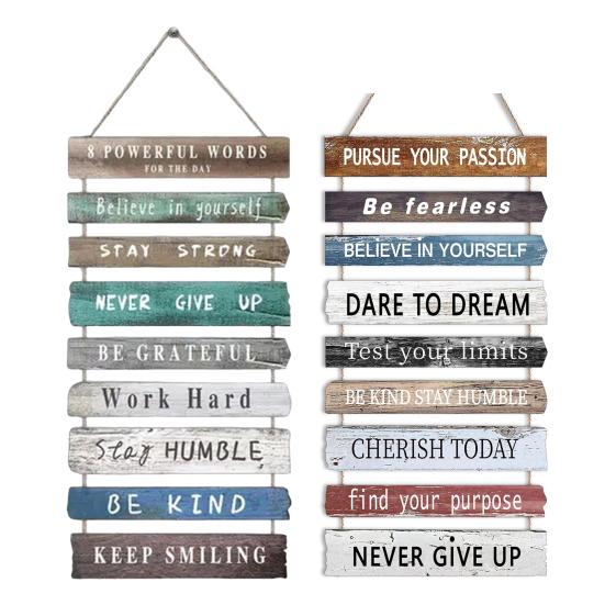 Inspirational Wall Art Decor Rustic Wall Hanging Plaque Farmhouse Wooden Door Sign Inspiring Positive Quotes Wall Decor for Office Bedroom Living Room