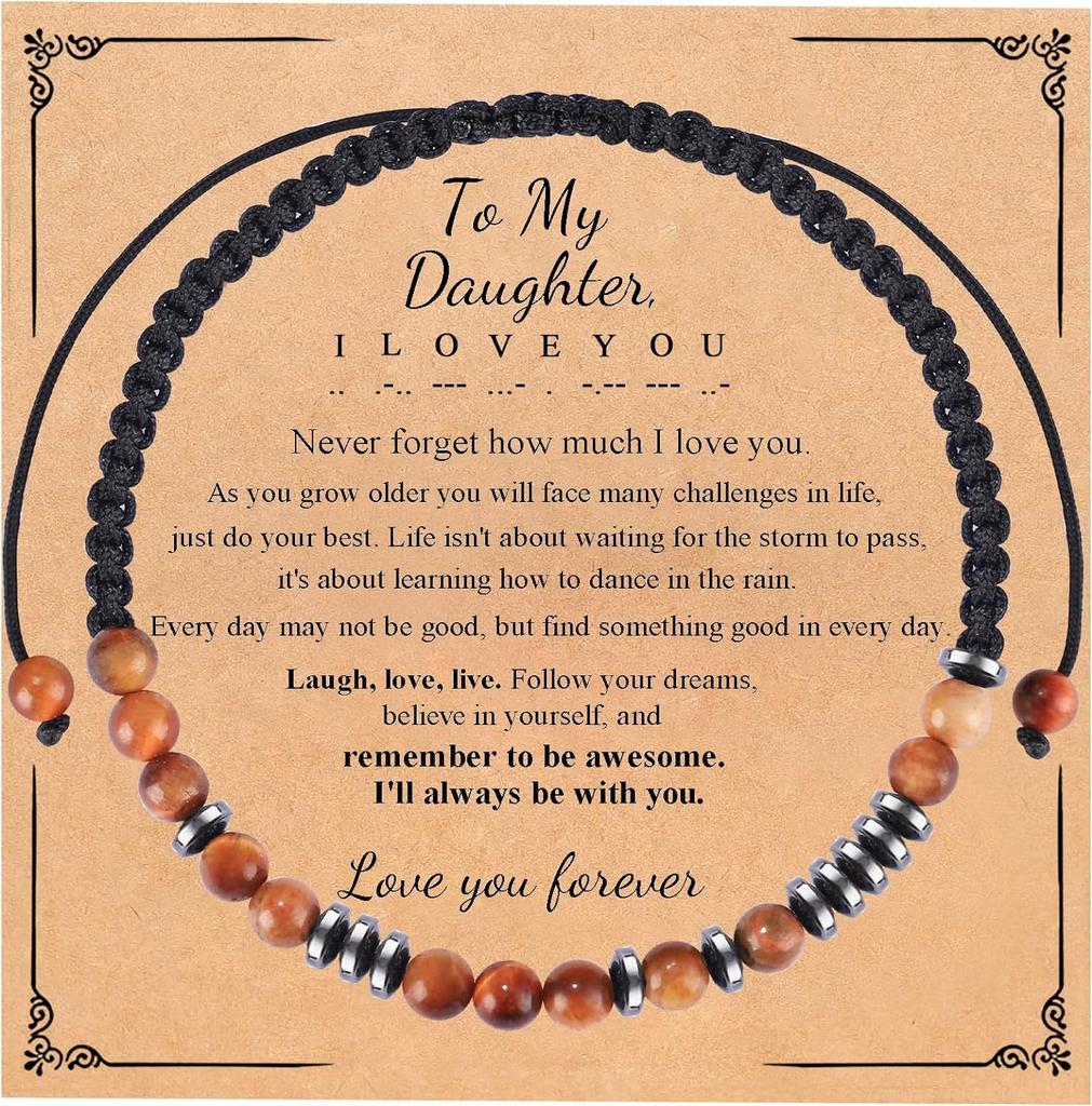 Morse code bracelet, magnet spacer, tiger eye weave, gift bracelet, emperor stone code bracelet.