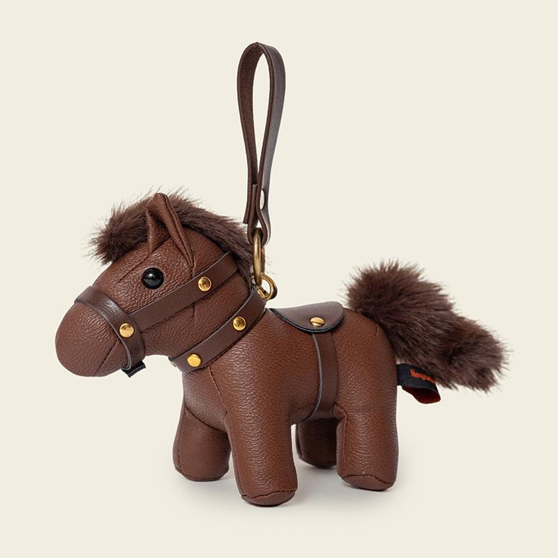 Leather Pony Keychain Cute Plush Animal Bag Charm For Kids And Teens