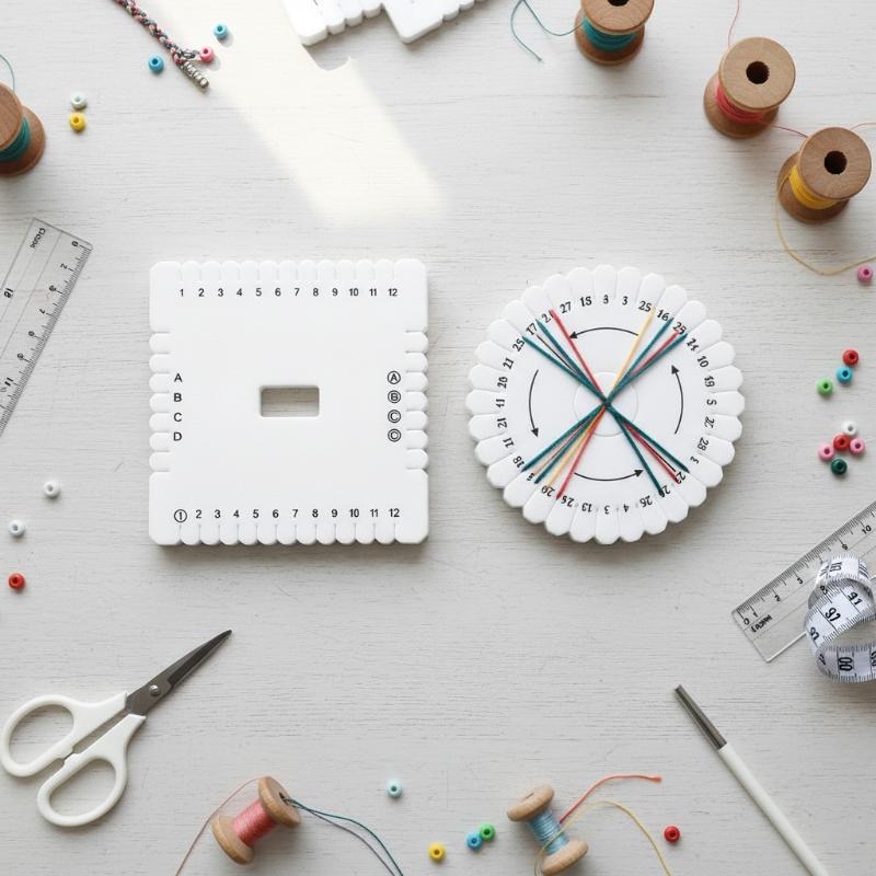 2 Stück Flechtscheiben-Set - Perlenkordel Schmuckdesign-Brett zum Nähen Seilflechten Handgefertigtes Werkzeug