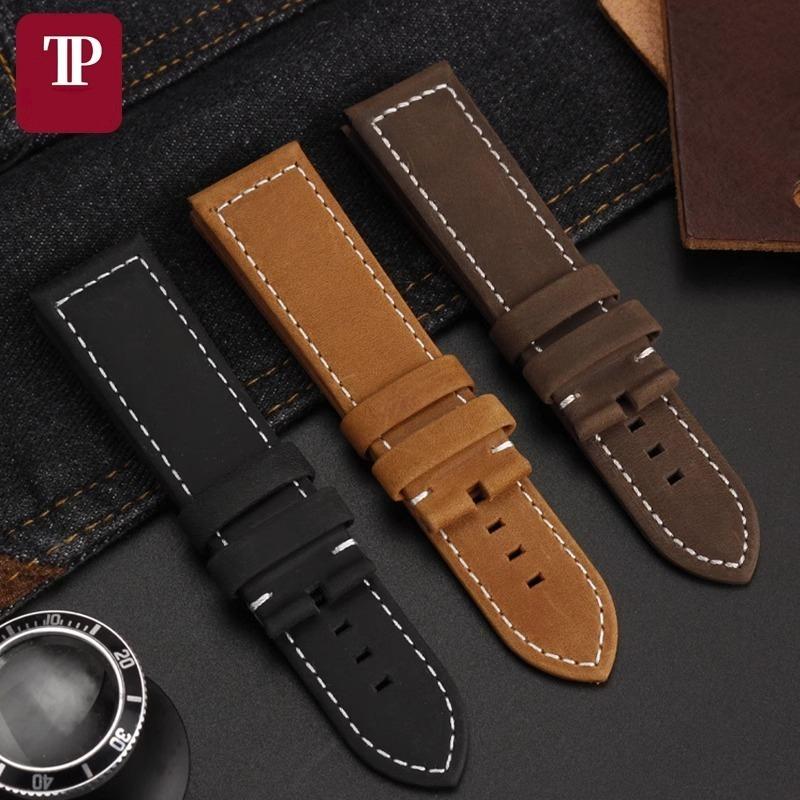 23mm Vintage řemínek pro Zenith Pilot 29.2430 Bronzový řemínek z hovězí kůže pro letce Retro matný pásek Náhradní náramek Černý Hnědý