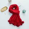 Cashmere Wool Scarf Women's Autumn and Winter High End Solid Color Ball Scarf Versatile Shawl Wool Ball Imitation Cashmere Scarf