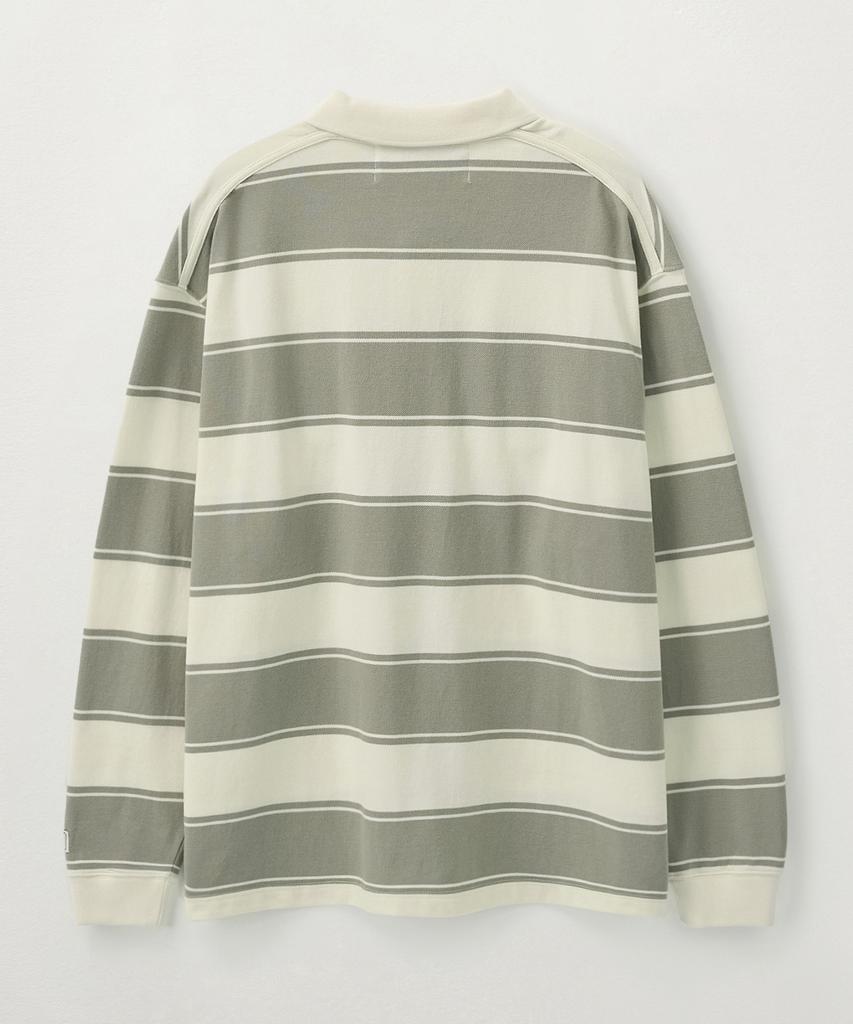 Seteo Rugby Stripe Pique Long Sleeve Khaki