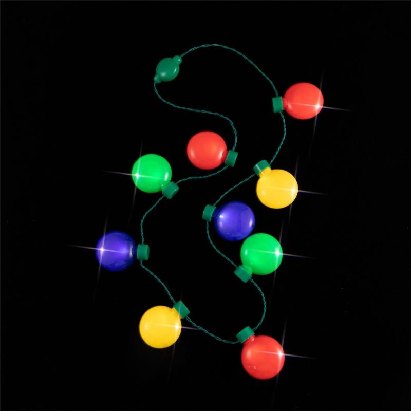 Christmas Light Up Led 9 Colors LED Light Up Bulbs Necklace Christmas Bulbs Necklace for Christmas Party Favor Supplies