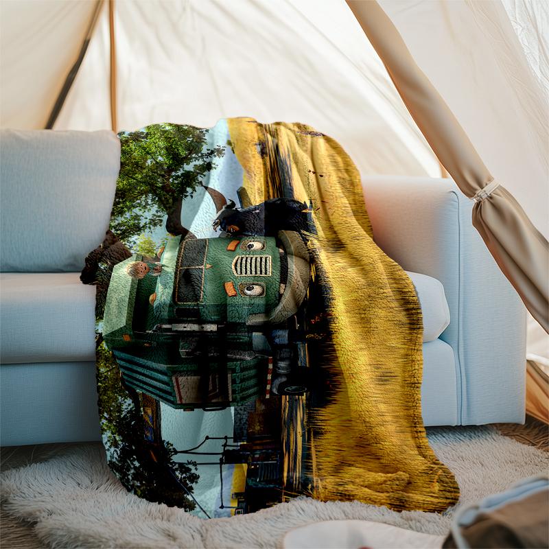 Trash Truck Theme Printed Blanket - Perfect for Couch, Bed, Travel & Outdoor Use | Machine Washable, Cozy & Durable.