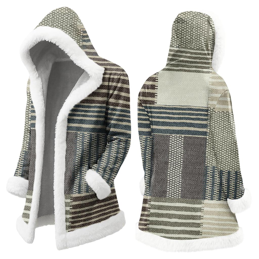 Unisex Casual And Fashionable Plush Collar Hooded Long Sleeved Floral Gradient Printing Jacket
