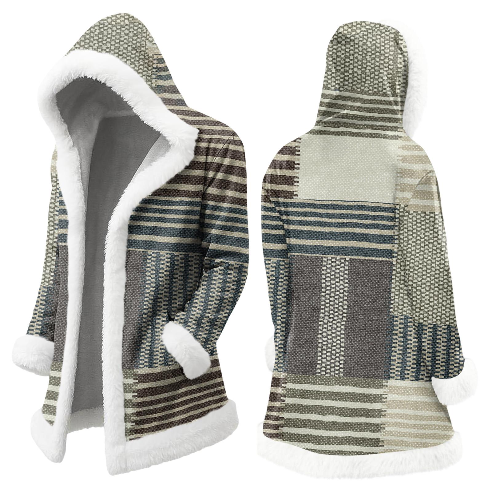 

Унисекс Повседневная и Модная Куртка с Капюшоном и Плюшевым Воротником, с Длинными Рукавами и Цветочным Градиентным Принтом XL