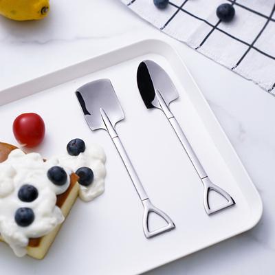 6 szt. Srebrna łyżeczka w kształcie łopaty ze stali nierdzewnej Retro zastawa stołowa kuchenna Arbuz Lody Miód Kreatywna łyżeczka osobowości jako prezent