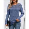 QICED Women's Fashion Casual Solid Color Print Long Sleeve O Neck Blouses & Shirts