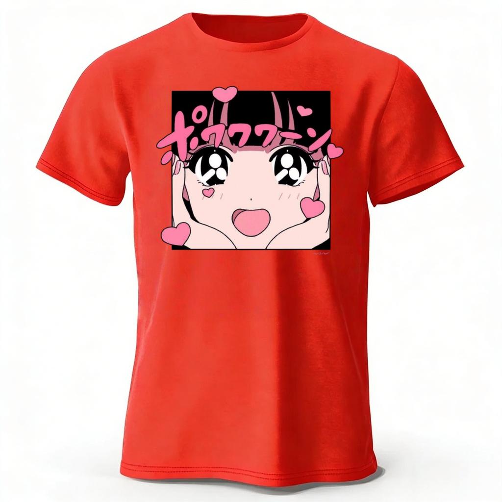 Kawaii Anime Cute Girl Printed Pure Cotton Tshirt for Menwomen Loose Oversized Short Sleeved Tshirt for Casual Daily Wear