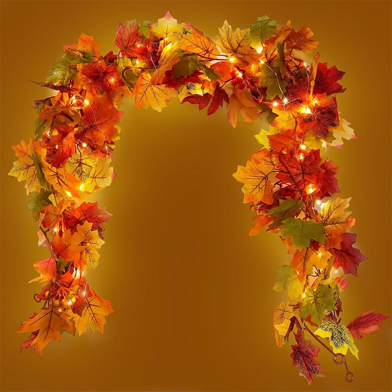 200CM Herbst Künstlicher Ahornblattkranz Gefälschte Blattpflanze Ranke Heimdeko Garten Halloween Wand Außen Türen Fenster Dekoration