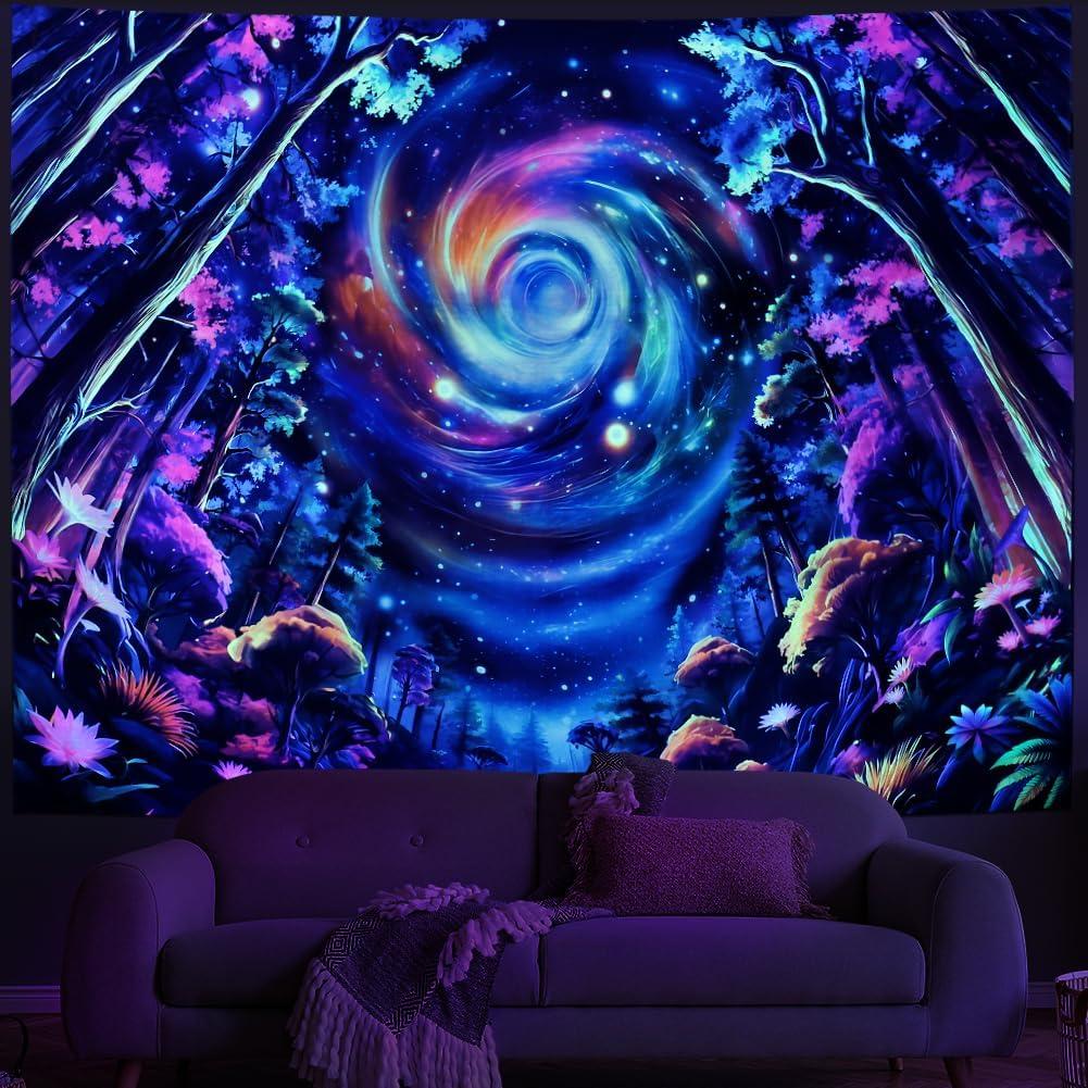 Tuschel Tapestry dark night galaxy space ultraviolet 75x100